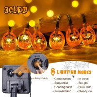 Oopswow 2 Pack Solar Powered Halloween Pumpkin String Lights 20Ft 30 Leds 8 Lighting Models Waterproof Indooroutdoor Use