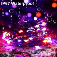 Yaozhou Halloween Decorations Outdoor Lights Solar String Lights Purple Orange Ip67 Waterproof 2 Pack Total 200 Led 66Ft 8 Mode