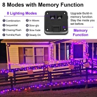 Yaozhou Halloween Decorations Outdoor Lights Solar String Lights Purple Orange Ip67 Waterproof 2 Pack Total 200 Led 66Ft 8 Mode