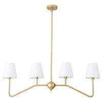 9Mmml 39 4 Arms Dining Room Light Gold Body Fabric Shade Chandelier Modern Pendant Light For Kitchen Island Foyer Living Roo