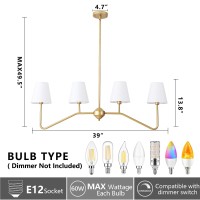 9Mmml 39 4 Arms Dining Room Light Gold Body Fabric Shade Chandelier Modern Pendant Light For Kitchen Island Foyer Living Roo