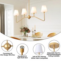 9Mmml 39 4 Arms Dining Room Light Gold Body Fabric Shade Chandelier Modern Pendant Light For Kitchen Island Foyer Living Roo