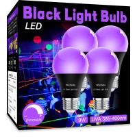 Wiyifada Led Black Light Bulbs 4 Pack A19 9W Uv Black Light Replace Up To 100W 120V E26 Base Black Lights Uva Level 385400Nm