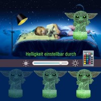 3D Yoda Night Light For Kids, 5 Patterns War Star 16 Colors Changing Remote Smart Touch Anime Toy Illusion Lamp, Baby Toys Yoda Gifts For Boys Girls War Star Fans Men Teens Birthday Christmas Gifts