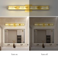 Myhaptim Modern Led 3 Lights Vanity Light For Bathroom Modern Vanity Light Fixture Wall Sconce 19 Inch Natural White Light (Gold)