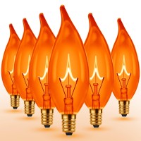 Orange Light Bulb, Doresshop C32 Orange Light Bulbs, C35 Orange Light, Halloween Light Bulbs, E12 Base For Party, Porch, String Light, Holiday Halloween Christmas Decoration, 3 Pack