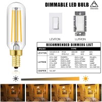 Leools E12 Led Bulb,100 Watt Equivalent Candelabra Dimmable Chandelier Light Bulbs 8W 2700K Warm White Clear 800Lm T6 E12 Led Edison Filament Vintage Candle Bulb With Decorative,3.7Inch,6-Pack