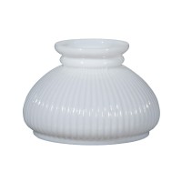 B&P Lamp 7Inch Student Shade With Ribbed Design And White Over Clear Cased Glass For Vintage And Antique Style Table Lamps And Sconces