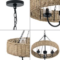 Progress Lighting P550127-31M Pembroke Collection 1-Light Outdoor Pendant Matte Black With Mocha Rattan Accents