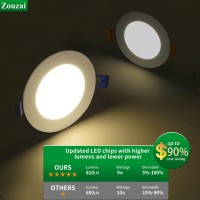 Zouzai 6 Pack 4 Inch 5Cct Ultra-Thin Led Recessed Ceiling Light With Junction Box, 2700K/3000K/3500K/4000K/5000K Selectable, 9W Eqv 80W, Dimmable, Led Can Lights - Etl And Energy Star Certified