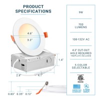 Parmida 16 Pack 4 Inch Dimmable 5Cct Ultrathin Led Recessed Ceiling Light With Junction Box 5 Color Selectable 2700K3000K3