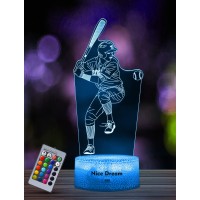 Nice Dream Baseball Player Night Light For Kids, 3D Illusion Night Lamp, 16 Colors Changing With Remote Control, Room Decor, Gifts For Children Boys Girls