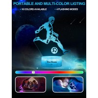 Nice Dream Soccer Player Night Light For Kids, 3D Illusion Night Lamp, 16 Colors Changing With Remote Control, Room Decor, Gifts For Children Boys Girls