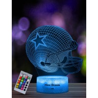 Nice Dream Football Helmet Night Light For Kids, 3D Illusion Night Lamp, 16 Colors Changing With Remote Control, Room Decor, Gifts For Children Boys Girls