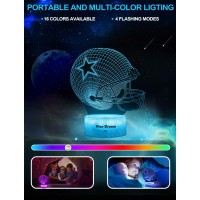 Nice Dream Football Helmet Night Light For Kids, 3D Illusion Night Lamp, 16 Colors Changing With Remote Control, Room Decor, Gifts For Children Boys Girls