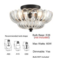 Hydelite Modern Black Ceiling Light Traditional Semi Flush Mount Ceiling Light With Scalloped Clear Glass For Living Room Hallwa