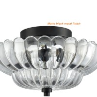 Hydelite Modern Black Ceiling Light Traditional Semi Flush Mount Ceiling Light With Scalloped Clear Glass For Living Room Hallwa