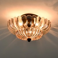 Hydelite Modern Black Flush Mount Ceiling Light 3Light Close To Ceiling Light Fixtures With Scalloped Amber Glass Shade For Liv