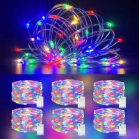 Fairy Lights Battery Operated String Lights 6 Pack 20Led Copper Wire Firefly Twinkle Lights Indoor Waterproof For Christmas Hall