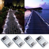 Agptek Solar Driveway Lights 4 Pack Solar Deck Lights Outdoor Dock Marine Lights Led Dock Lights Solar Powered Waterproof Drive