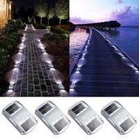 Agptek Solar Driveway Lights 4 Pack Solar Deck Lights Outdoor Dock Marine Lights Led Dock Lights Solar Powered Waterproof Drive