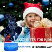 Superhero Gifts 3D Night Lights For Kids, Superhero Toys For Boys, Spider Hero Night Light Kids With 16 Colors Changing Remote Smart Touch, Cool Gifts Toys For Boys Men Girls, Lights For Bedrooms