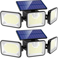 Batcels Solar Outdoor Lights, 2 Packs 180 Led 3000Lm Solar Motion Sensor Light Outdoor, Ip65 Waterproof Luces Solares Para Exteriores With 3 Adjutable Head Wide Angle For Outside Garage Yard Patio