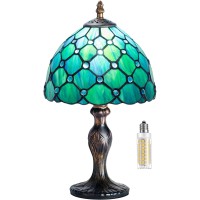 Tiffany Table Lamp Stained Glass Crystal Bead Style Table Light Handmade Desk Bedside Table Night Lamp Antique Art Craft Gifts