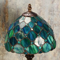 Tiffany Table Lamp Stained Glass Crystal Bead Style Table Light Handmade Desk Bedside Table Night Lamp Antique Art Craft Gifts