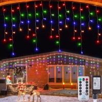 Icicle Lights Outdoor 40 Ft 432 Led Icicle Christmas Lights With 81 Drops 8 Modes Icicle String Lights With Remote Timer W