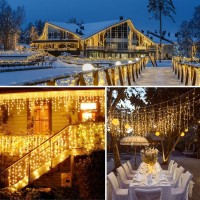 Icicle Lights Outdoor 33 Ft 384 Led Icicle Christmas Lights With 72 Drops 8 Modes Icicle String Lights With Remote Timer W