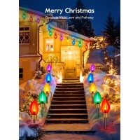 Jumbo C9 Christmas Pathway Lights Outdoor - 8.5 Feet 5 Led C9 Walkway Lights, C7 Lights Covered Jumbo Multicolor Light Bulb Christmas Lights Outdoor Decorations For Lawn Holiday Outside Yard Garden