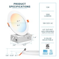 Parmida 16 Pack 6 Inch Dimmable 5Cct Ultrathin Led Recessed Ceiling Light With Junction Box 5 Color Selectable 2700K3000K3