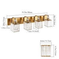 Ralbay Crystal Gold Vanity Lights 4Lights 315Gold Crystal Vanity Lights Over Mirror Modern Crystal Gold Bathroom Vanity Ligh