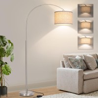 Floor Lamp For Living Room, Dimmable Arc Floor Lamp With Adjustable Head, Silver Finish Modern Floor Lamp, Over Couch Tall Standing Hanging Lights For Reading, Bedroom, Office, 9W 3000K Bulb Included