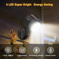 Asofty Motion Sensor Outdoor Light Battery Operated 6 Led 1000 Lumen Wireless Spotlights With Remote Control Ip65 Waterproof 6