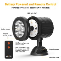 Asofty Motion Sensor Outdoor Light Battery Operated 6 Led 1000 Lumen Wireless Spotlights With Remote Control Ip65 Waterproof 6