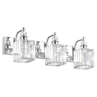 Ralbay Modern Crystal Vanity Light 3 Light 24''Bathroom Lights Fixtures Over Mirror Chrome Vanity Light For Bathroom Wall Lighting