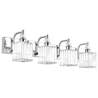 Ralbay Modern Crystal Vanity Light For Bathroom 4 Light 315Chrome Bathroom Wall Light Fixtures Over Mirror Bathroom Wall Ligh