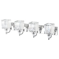 Ralbay Modern Crystal Vanity Light For Bathroom 4 Light 315Chrome Bathroom Wall Light Fixtures Over Mirror Bathroom Wall Ligh