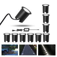 Rnehon 10 Pack Recessed Led Deck Light Kit,12V Low Voltage In Ground Outdoor Led Landscape Lighting Ip67 Waterproof,Natural White Deck Lighting For Garden,Yard Steps,Stair,Patio,Kitchen Decoration