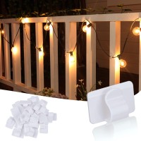 Brightown White Light Clips - Strongly Sticky With 25-Clips, 30-Stickers Christmas Light Clips, Uv-Resistant Material, Decorate Damage-Free Cable Clips For Indoor Outdoor String Lights