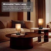 Sailstar Upgraded Table Lamp With Usb C+A Charging Ports & 2Ac Outlets, Dark Grey Bedside Lamp For Bedroom, 3 Way Dimmable Touch Lamp, Small Space Nightstand Lamp For End Table, Bulb Included