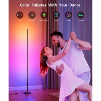 Gonhui Rgb+Ic Corner Floor Lamp, Led Smart Floor Lamp Compatible With Alexa, Color Changing Ambience Light With Music Sync, Modern Corner Lit Standing Lamp For Living Room Bedroom Gaming Room