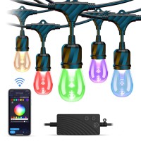 Xmcosy Outdoor String Lights 96Ft Smart Patio Lights Rgbw 30 Led Bulbs App Wifi Control Works With Alexa Ip65 Waterproof