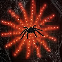 Anycosy Halloween Lights Decoration, 140 Led Spider Web Lights With 5 Black Spiders, Halloween Lights Outdoor 8 Modes For Halloween Decor (6.5 Ft, Orange)