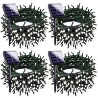 4Pk Cool White Solar Christmas Lights Outdoor Waterproof, 400Led 132Ft Solar Powered Led String Lights Green Wire With 8 Modes, Solar Fairy Lights For Xmas Tree Party Wedding Garden Fence Decorations