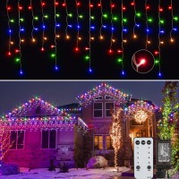 Icicle Lights Outdoor 66 Ft 736 Led Icicle Christmas Lights With 138 Drops 8 Modes Icicle String Lights With Remote Timer