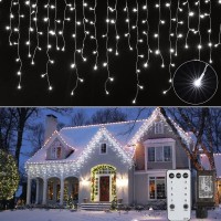 Icicle Lights Outdoor 66 Ft 736 Led Icicle Christmas Lights With 138 Drops 8 Modes Icicle String Lights With Remote Timer