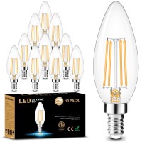 Cotanic Led Candelabra Bulb Dimmable 2700K Soft Warm White, E12 Small Base Type B Light Bulb 60W Equivalent, B11 Candle Light Bulb For Chandelier, Ceiling Fan Light Bulbs, 600Lm, Ac 120V, 10 Pack